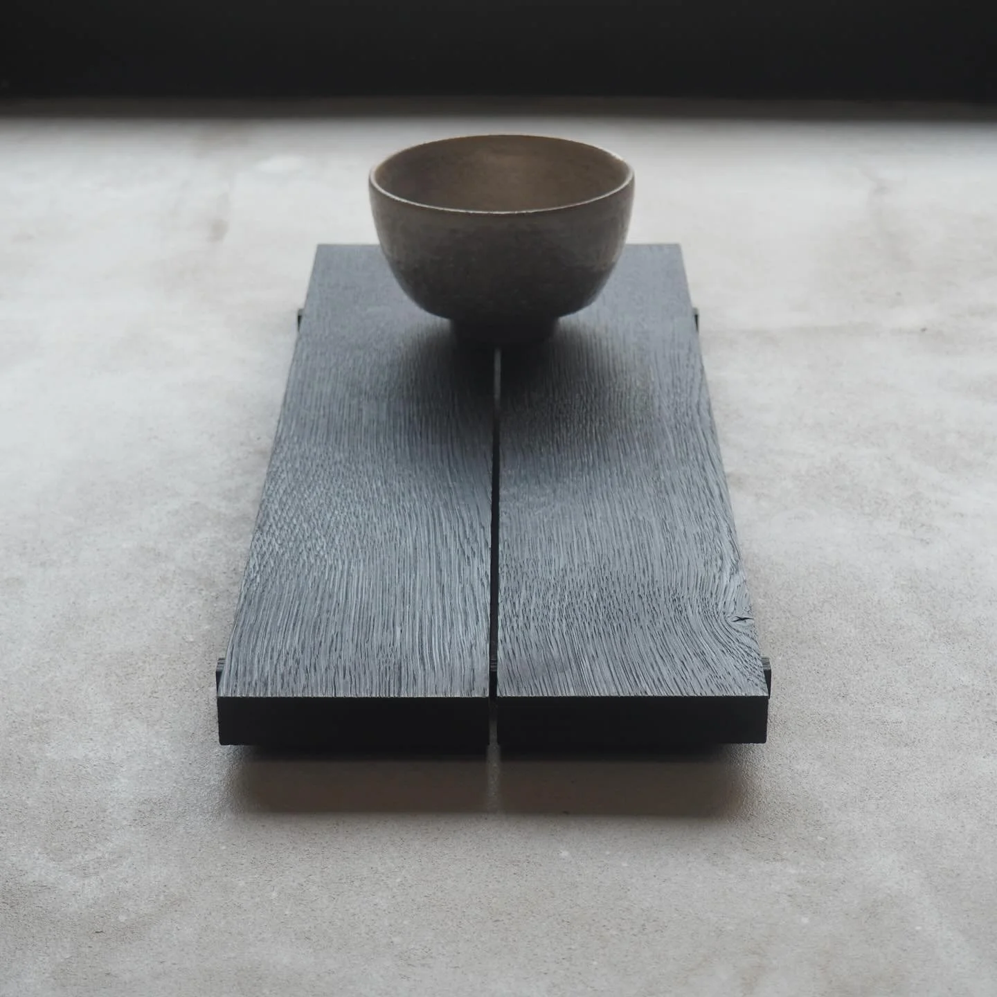 Low Tea in Burnt English Oak available from our Winter Collection.
Beautiful serving board to be used as part of your tea practice, to serve small food bites, or to display treasured objects.

This piece is a deep matt black with beautiful movement i