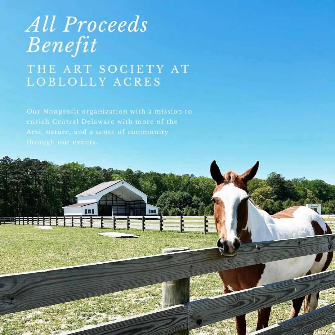 Did you know? 

In 2022, we proudly founded The Art Society at Loblolly Acres, a 501(c)(3) nonprofit dedicated to championing the arts in Central Delaware. Nestled in the heart of Delaware, our farm is more than a venue &mdash; it&rsquo;s a welcoming