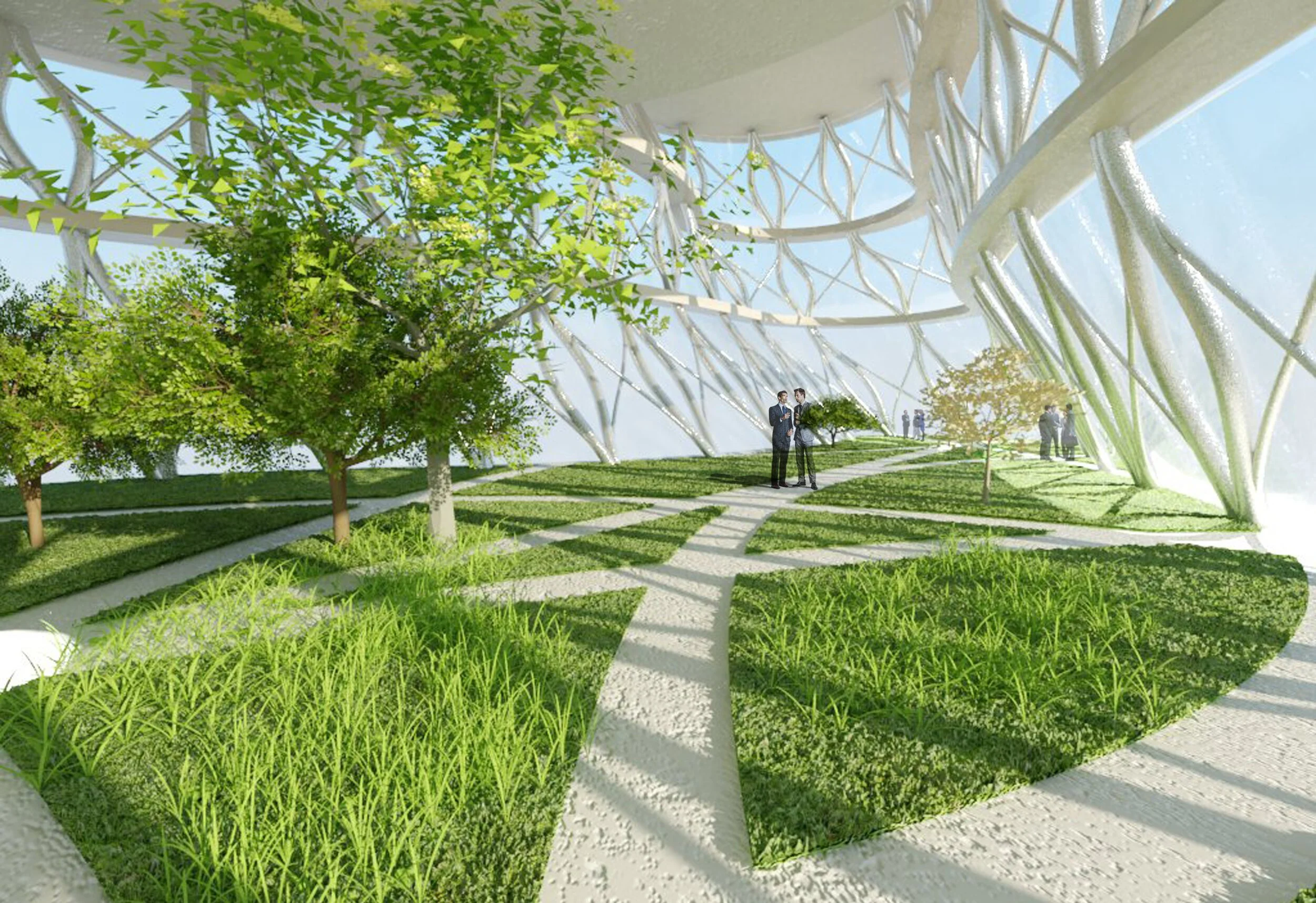 Lush gardens of Tower 42 by Debbie Flevotomou Architects, featuring carefully designed green spaces that blend with the building’s architecture, offering a serene escape within the urban landscape.