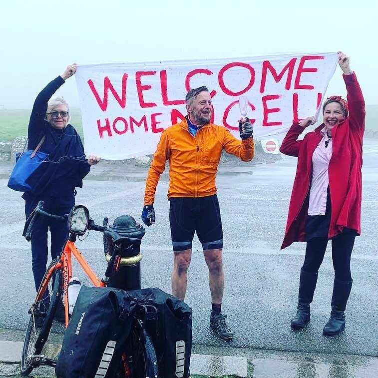 My lovely husband Nigel has been cycling for twelve days from John o&rsquo; Groats to Lands End in very challenging weather to raise money for Bristol Children&rsquo;s Hospital. And at1pm today in pouring rain he and his team mates finally made it. S