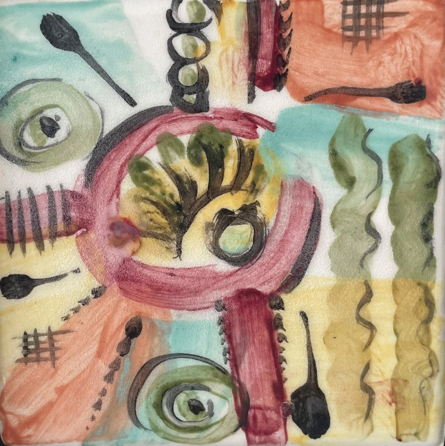 Frantic Act - Glazed Framed Tile - SOLD