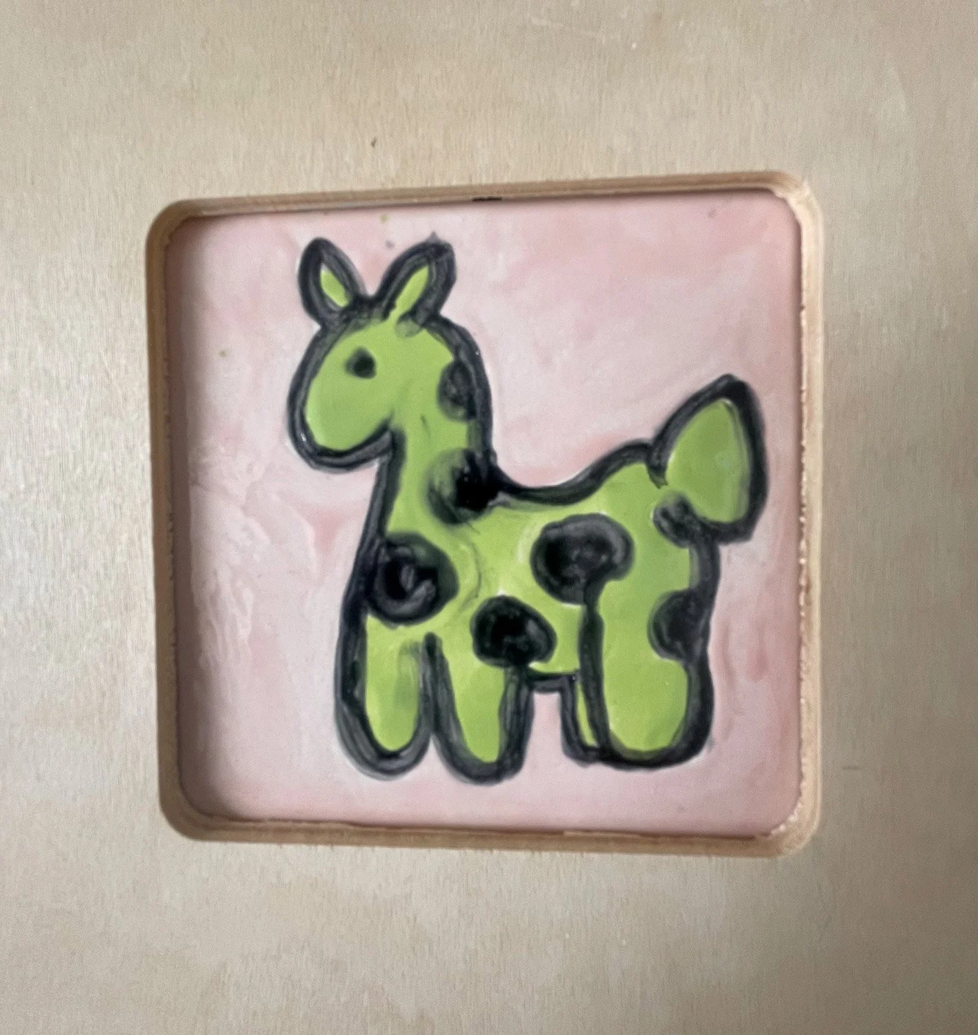 Giraffe - Glazed Framed Tile - AVALABLE