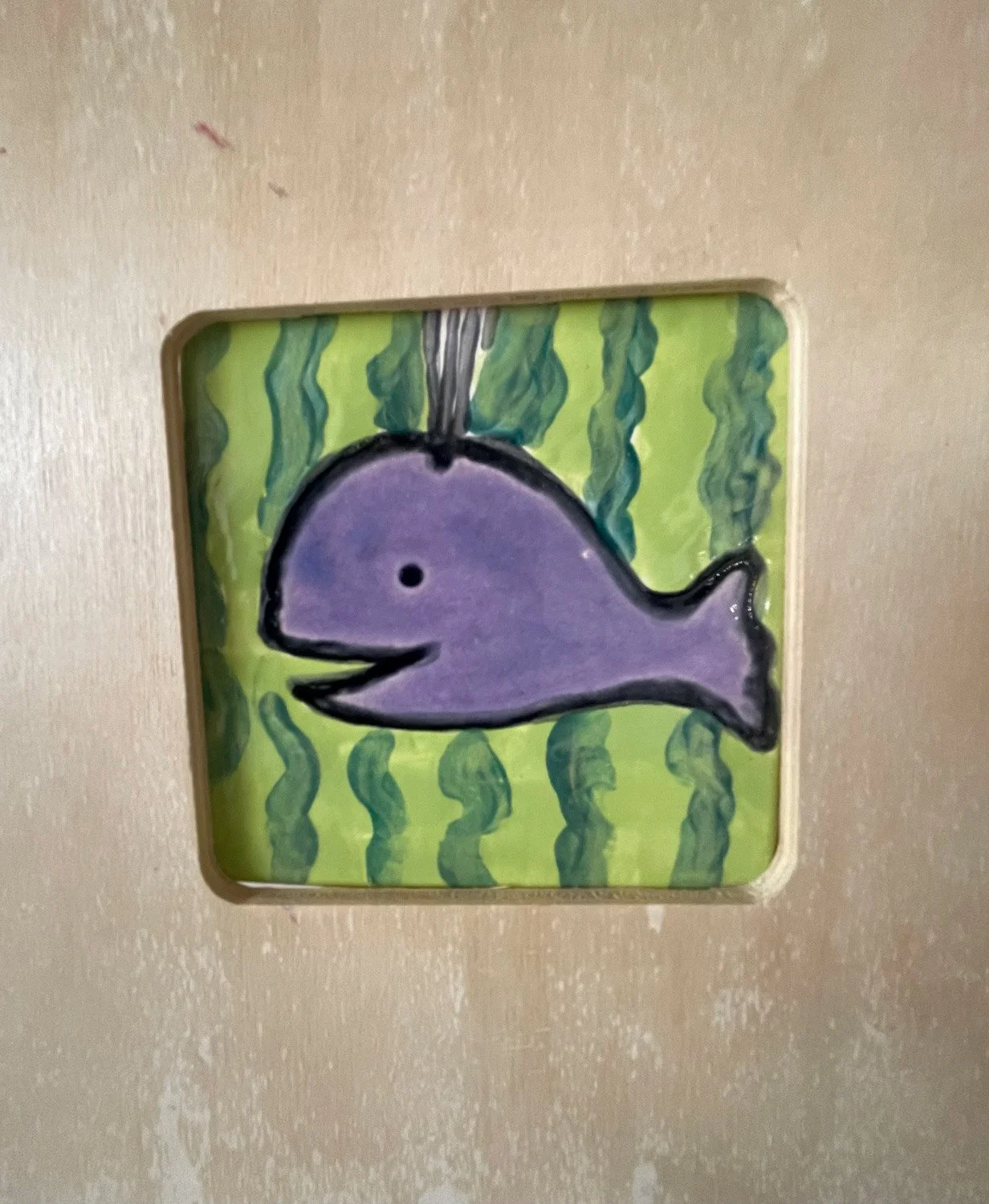 Whale - Glazed Framed Tile - AVALABLE