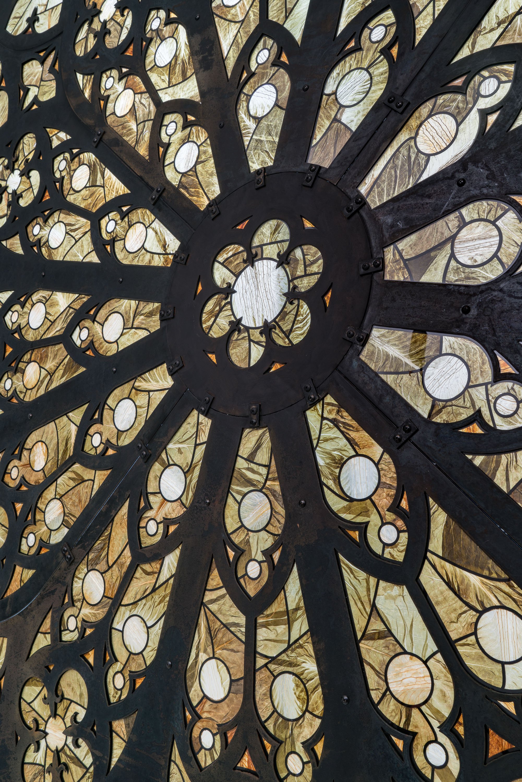 This sculpture replicates the rose window from the Cathedral of Santa Maria del Pi in Barcelona, a structure that has famously collapsed multiple times throughout its history. I see this as a powerful metaphor for the fragility of imposed ideologies.