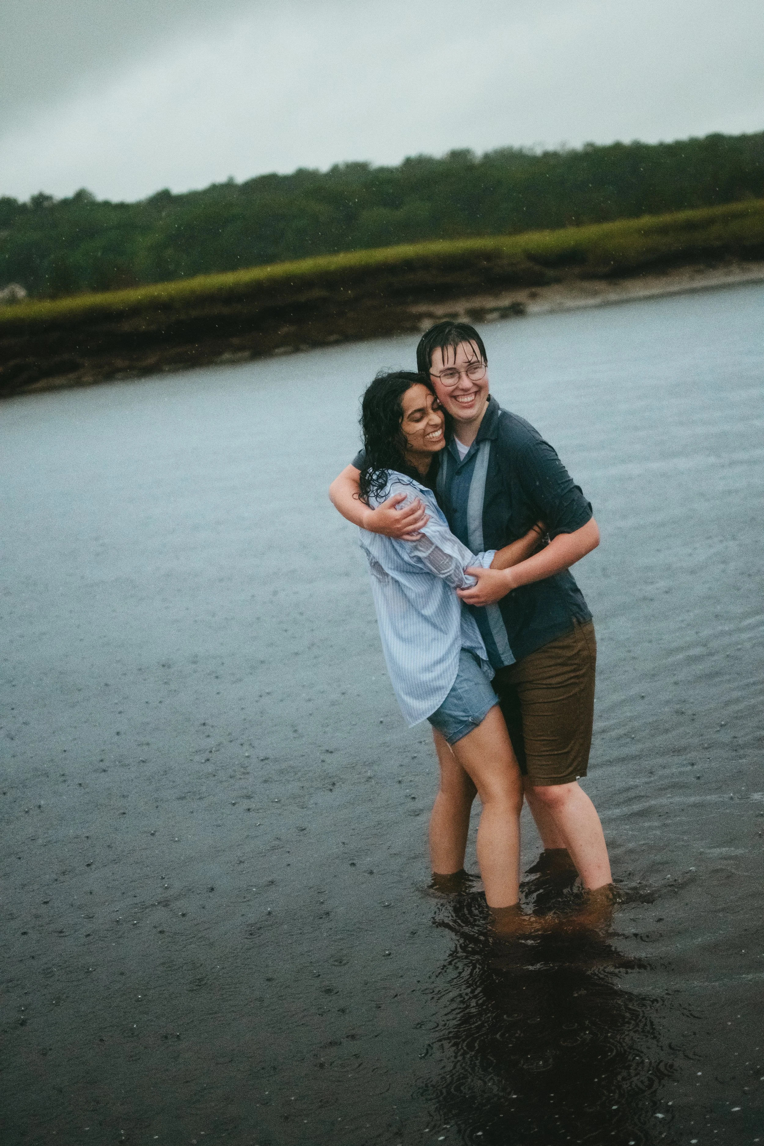 Romantic Rainy Beach Couples Photoshoot