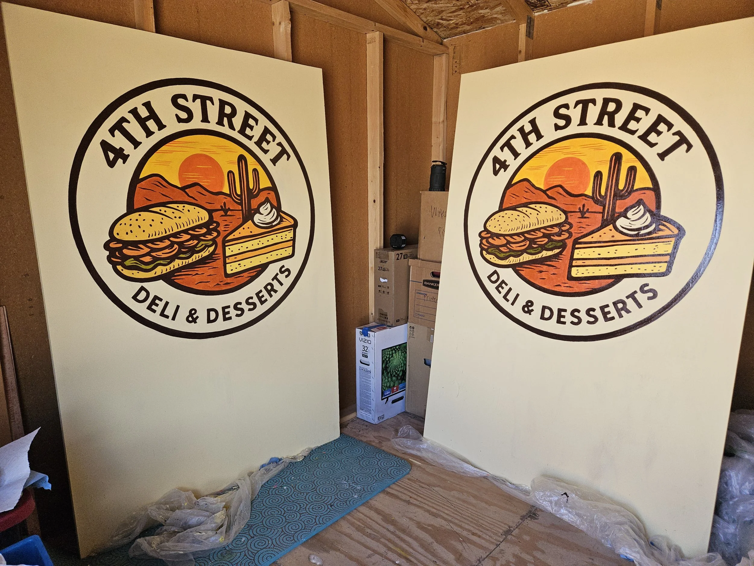 6 feet tall handpainted signs to add exposure from the street.