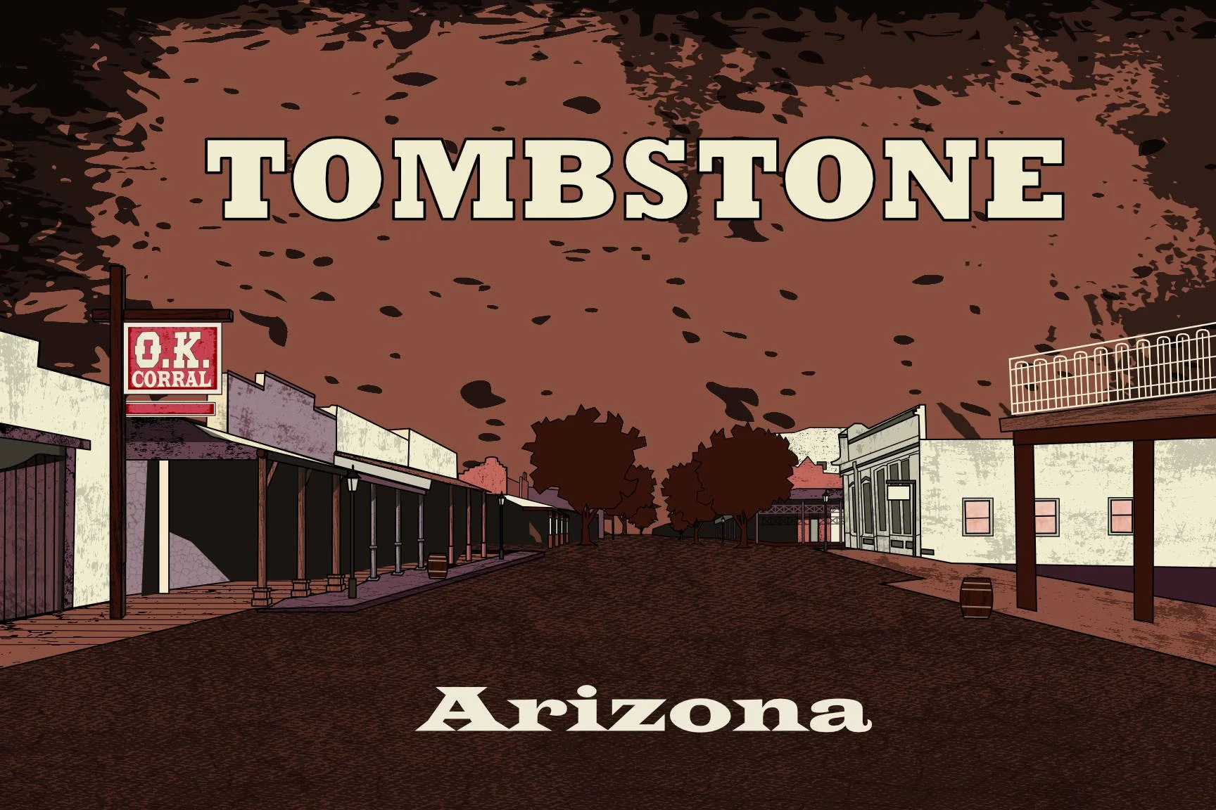 Historic Allen Street in Tombstone in a national parks style