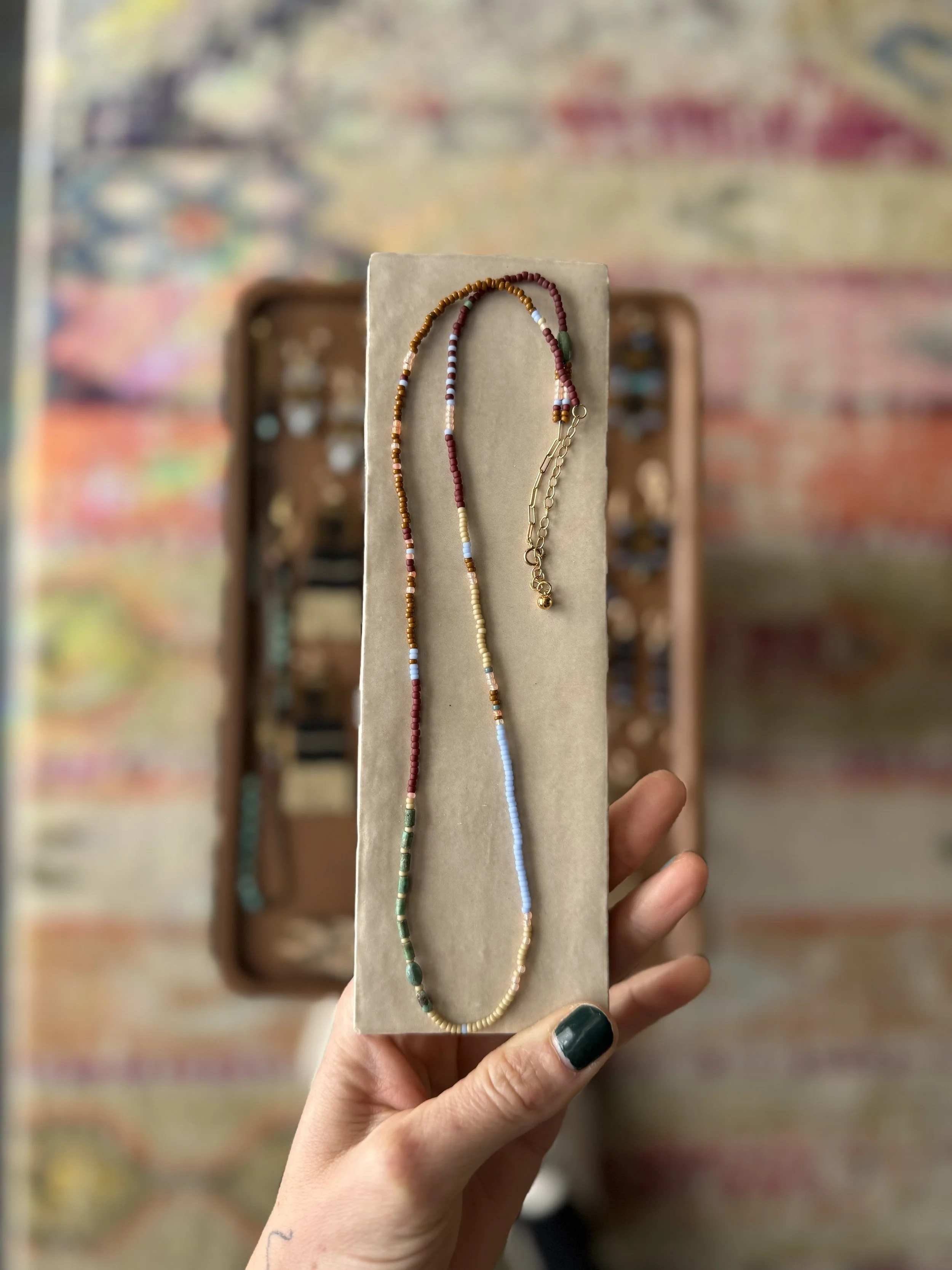 Cuishe Necklace :: Brick, Moth & Cornflower