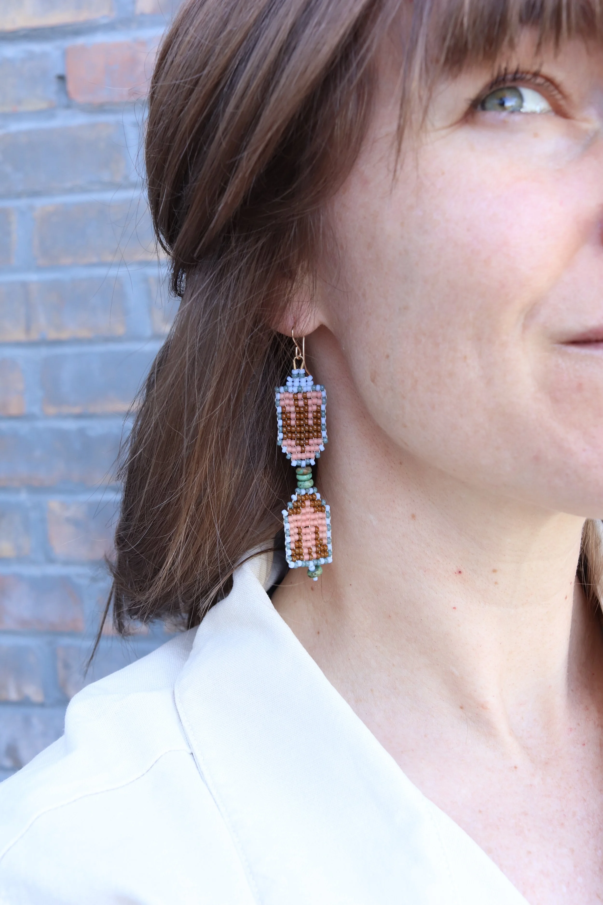 Swallow Dance Earrings : Pink and Cognac