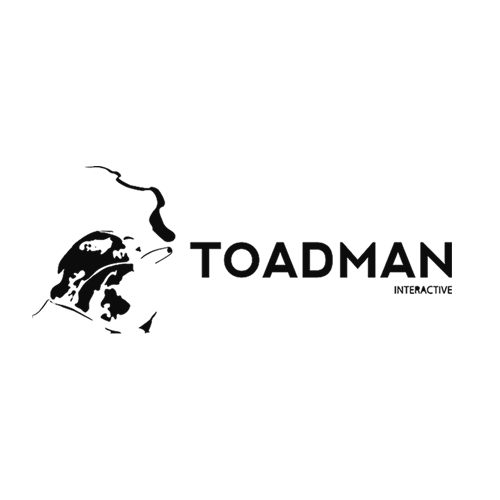 A black-and-white logo featuring a toadstool mushroom and the text 'TOADMAN INTERACTIVE'.