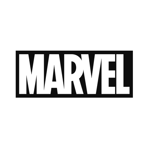 Marvel logo in black and white.