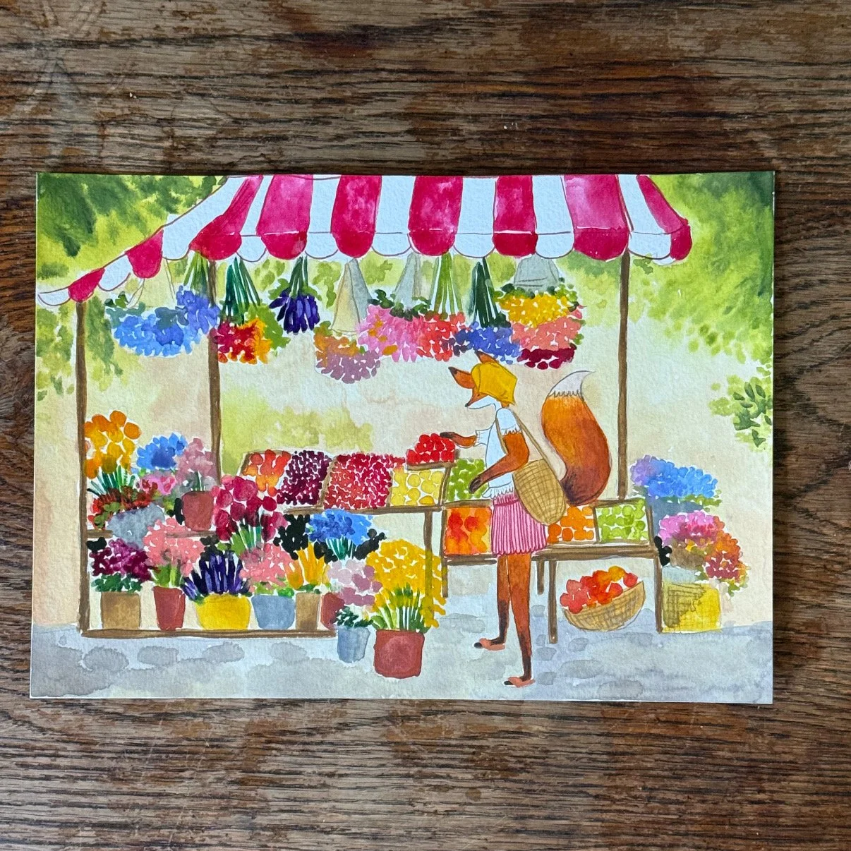 The Farmer's Market - Original Gouache Painting