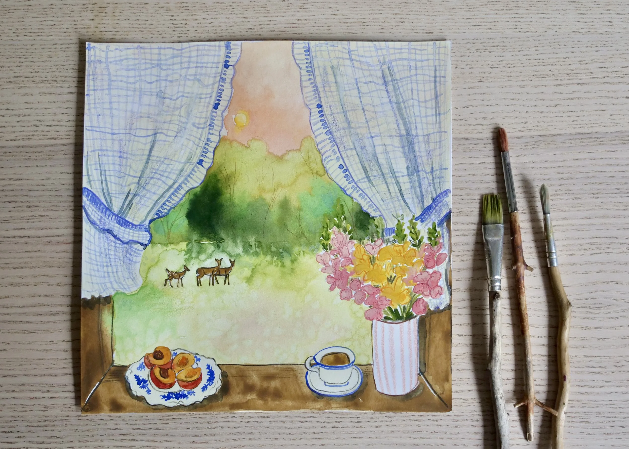 June Window View Original Painting