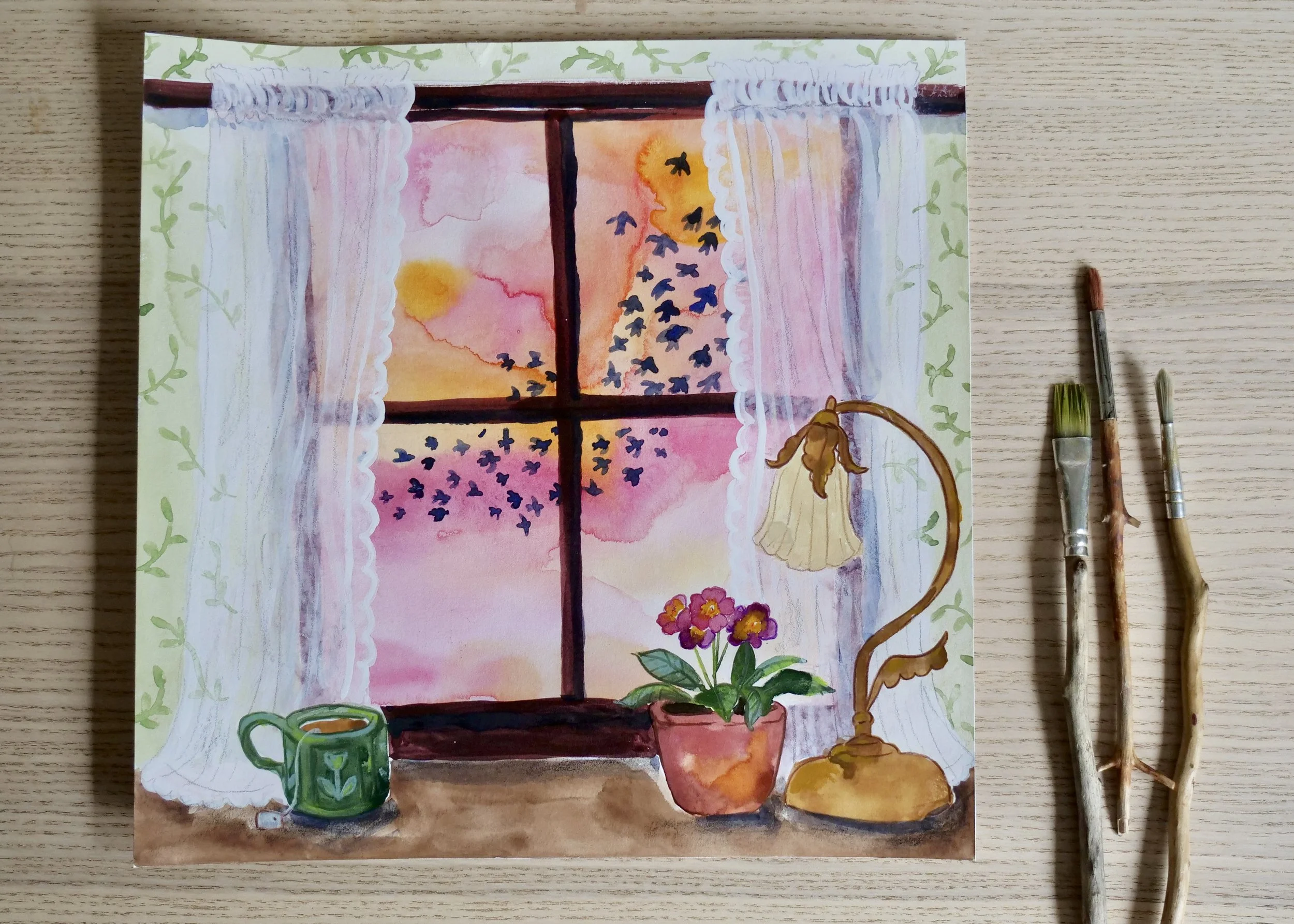 February Window View Original Painting