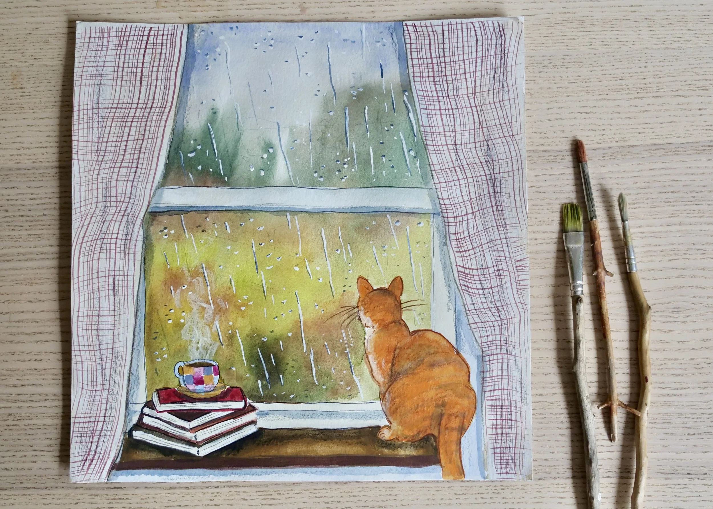 August Window View Original Painting