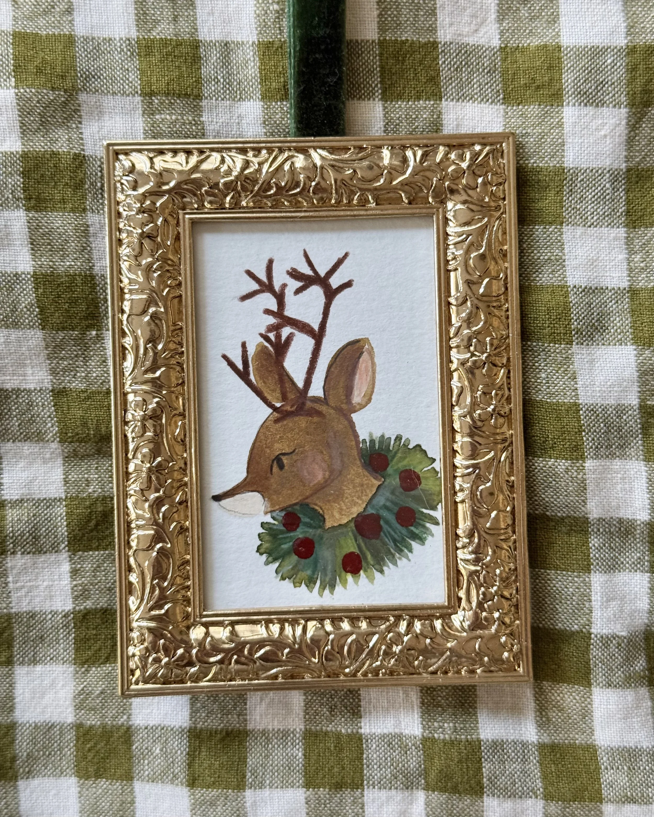Original Framed Deer Ornament