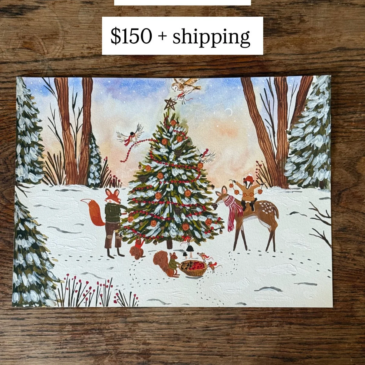 Woodland Christmas - Original Mixed Media Painting