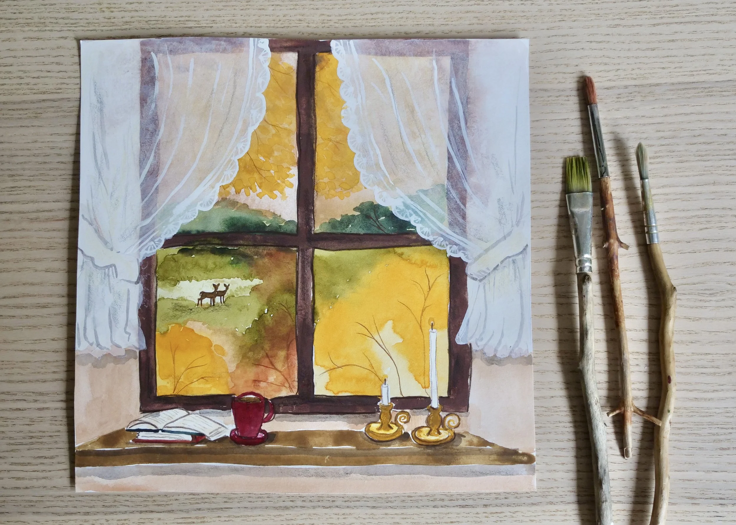 September Window View Original Painting