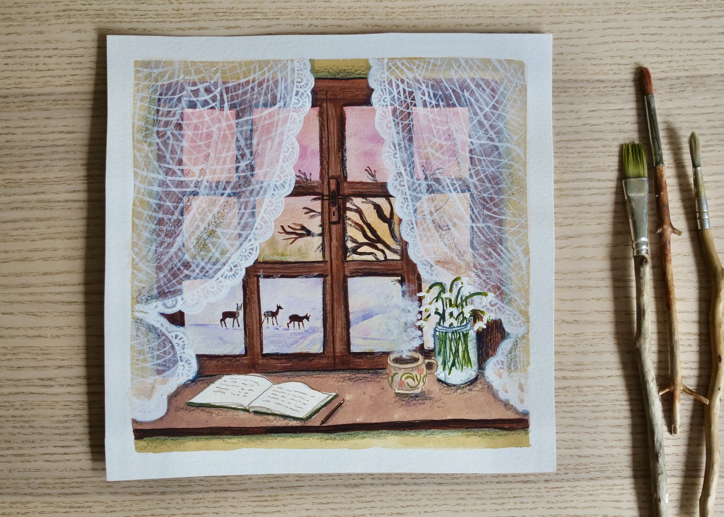 January Window View Original Painting