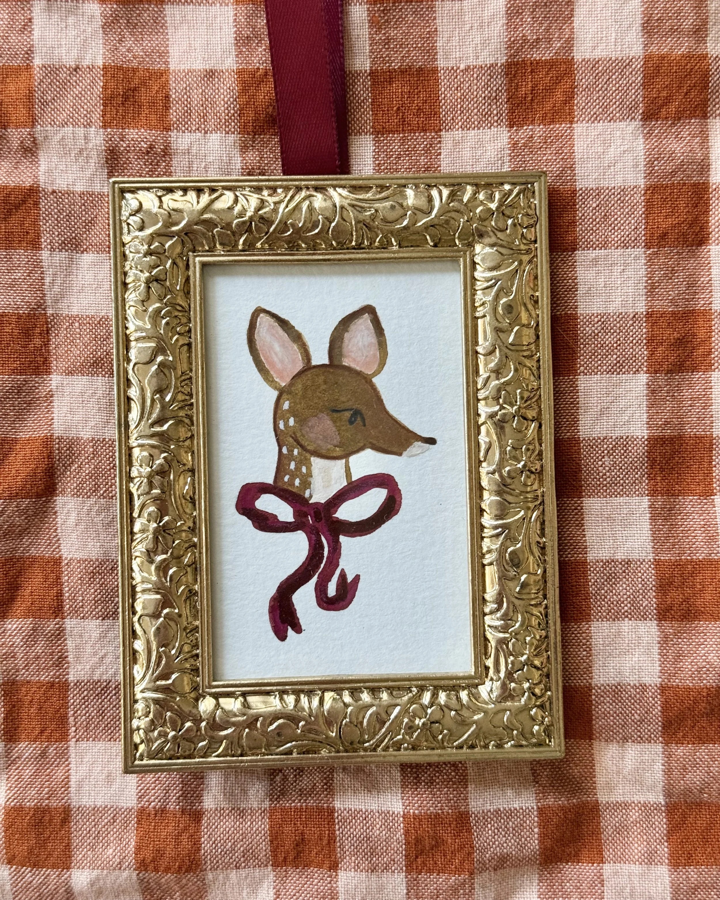 Original Framed Fawn Ornament