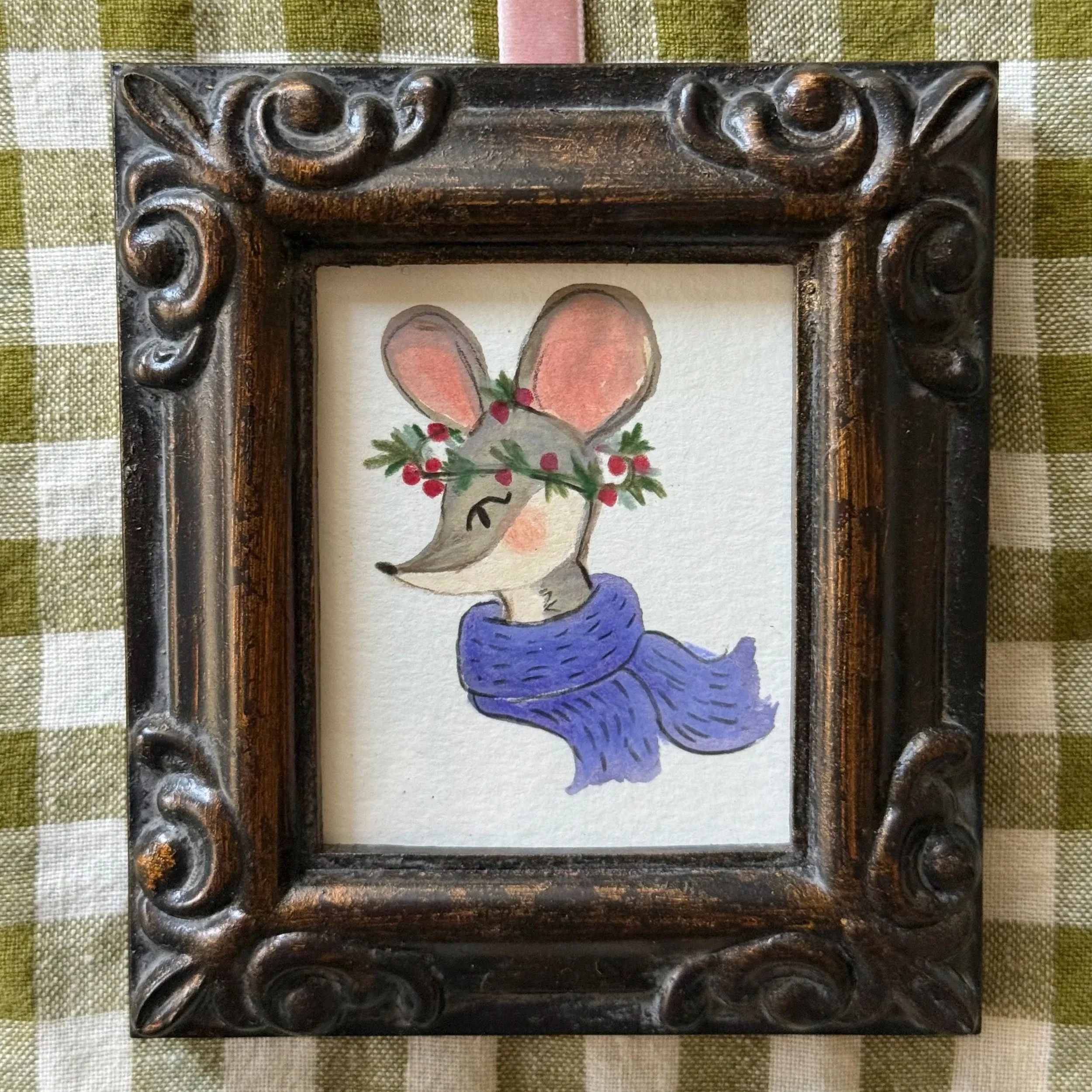Original Framed Mouse Ornament