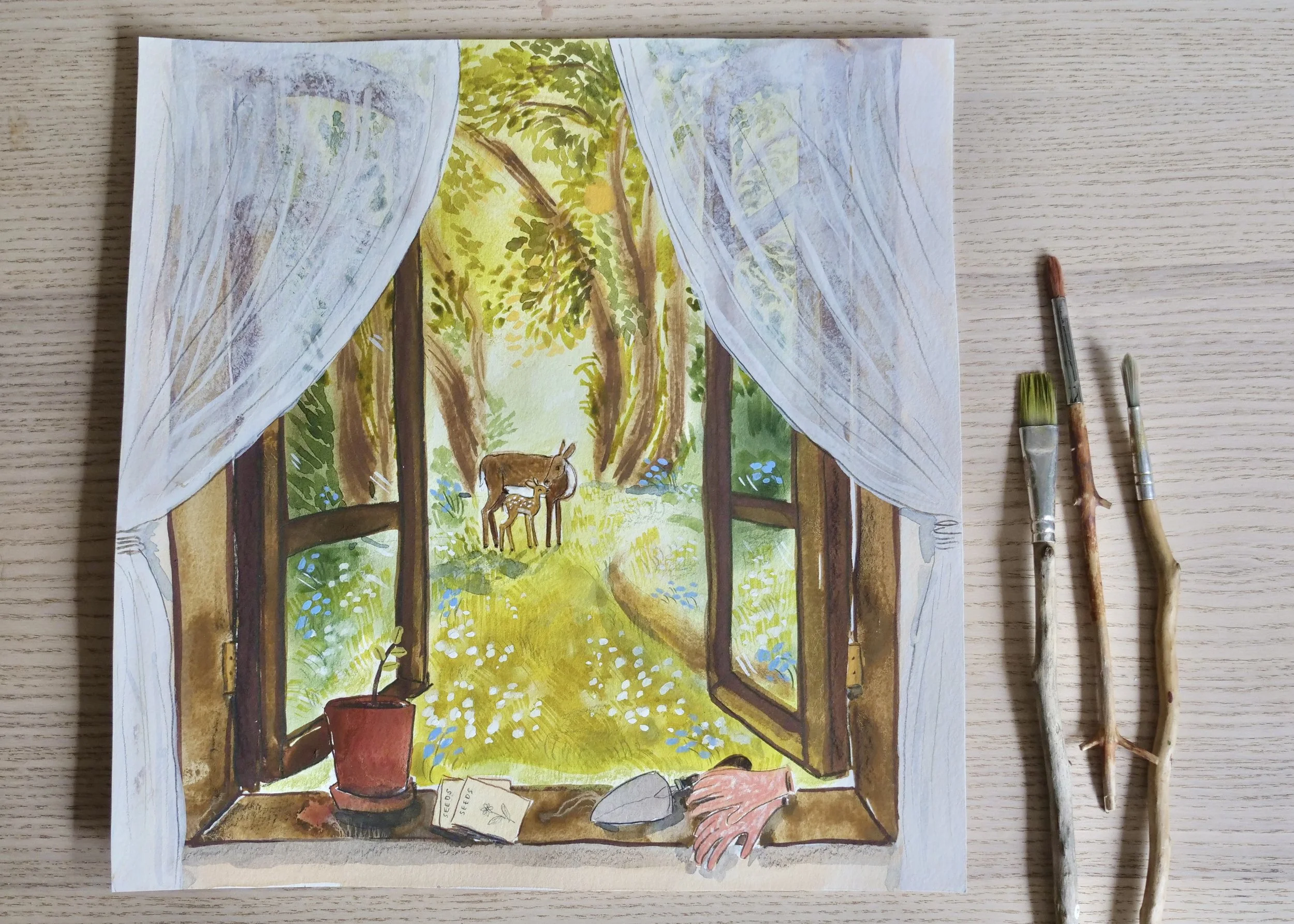 April Window View Original Painting