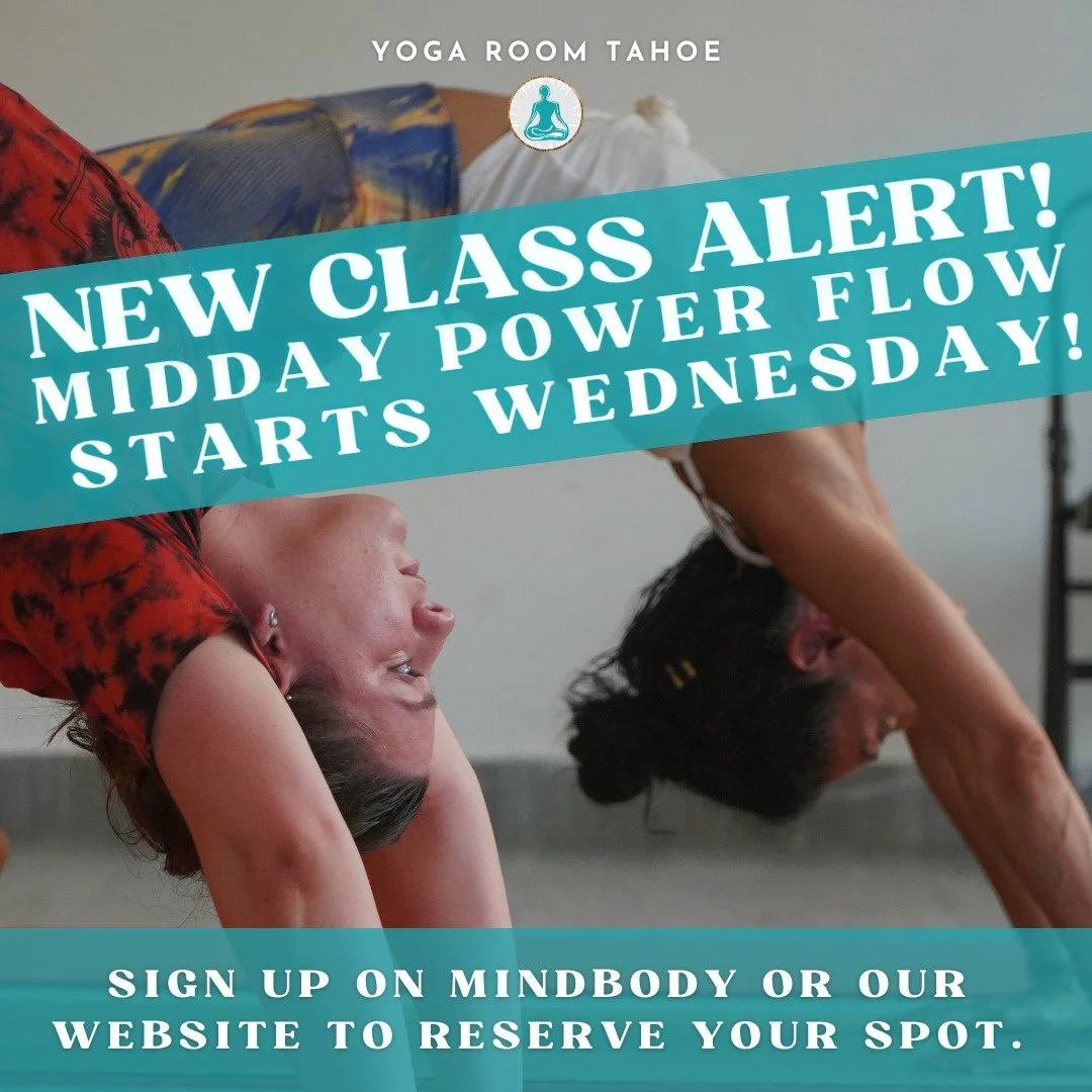 Join us tomorrow (Wednesday) at noon for a 50 minute flow class blending energetic sequencing, dynamic transitions and intentional breath to boost strength, stamina and mental focus. Leave feeling grounded, centered and vibrant to support your body a