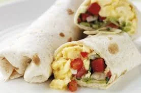 Breakfast Burrito: Organic Salsa, Egg on a Low Carb Wrap