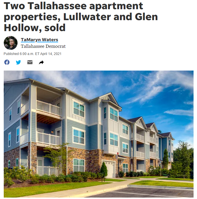 SP Multifamily Sells Glen Hollow Apartments, a Multifamily Property in Tallahassee, Florida