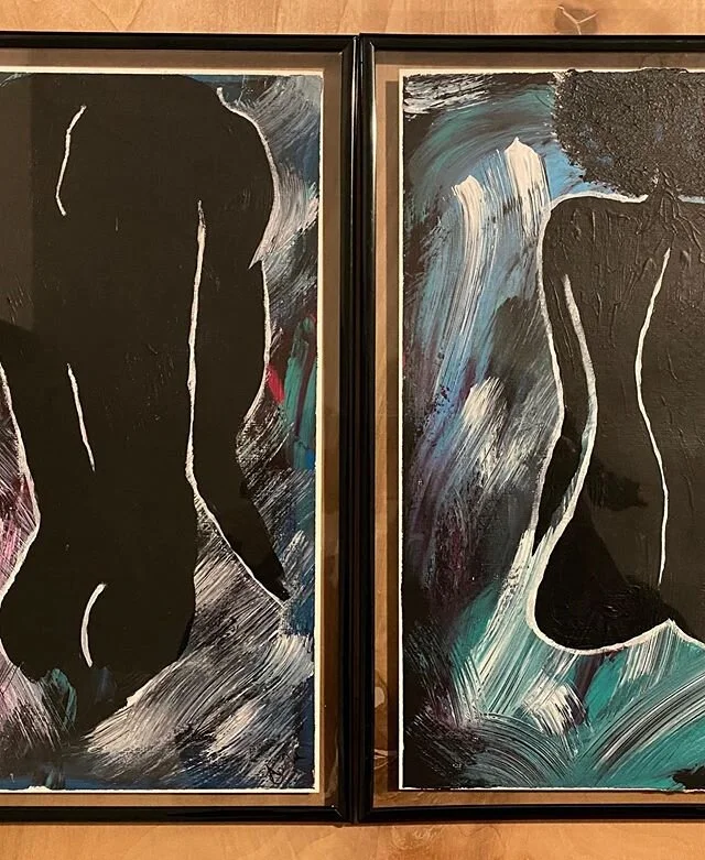 I get a lot of requests to make His and Hers paintings, a pair that go together. I painted these in February with Valentine&rsquo;s around the corner but... I struggled with the idea of posting them.  #art_by_anuolu
Size: 9x12.
Medium: acrylic on acr