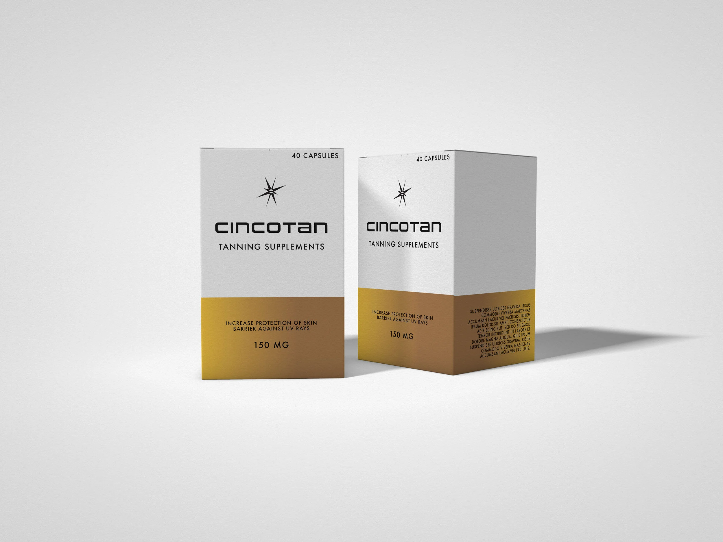 The package design for the supplements with a gradient effect to reflect the process of the desired shades of tan.