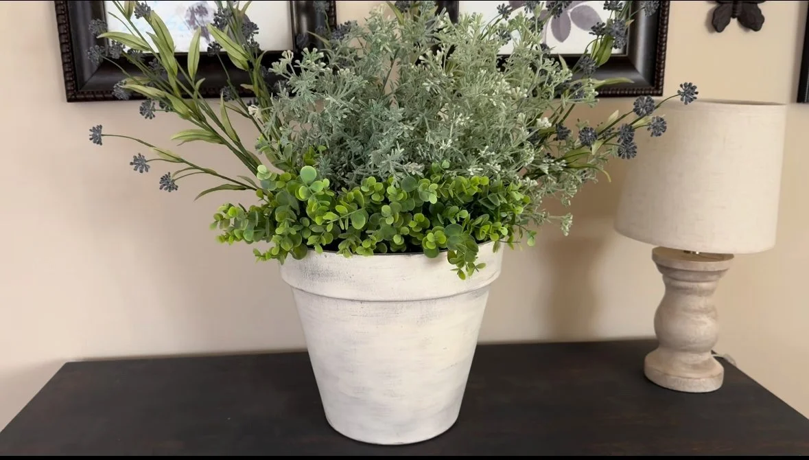 Large Handpainted Distressed White Terra Cotta Planting Pots