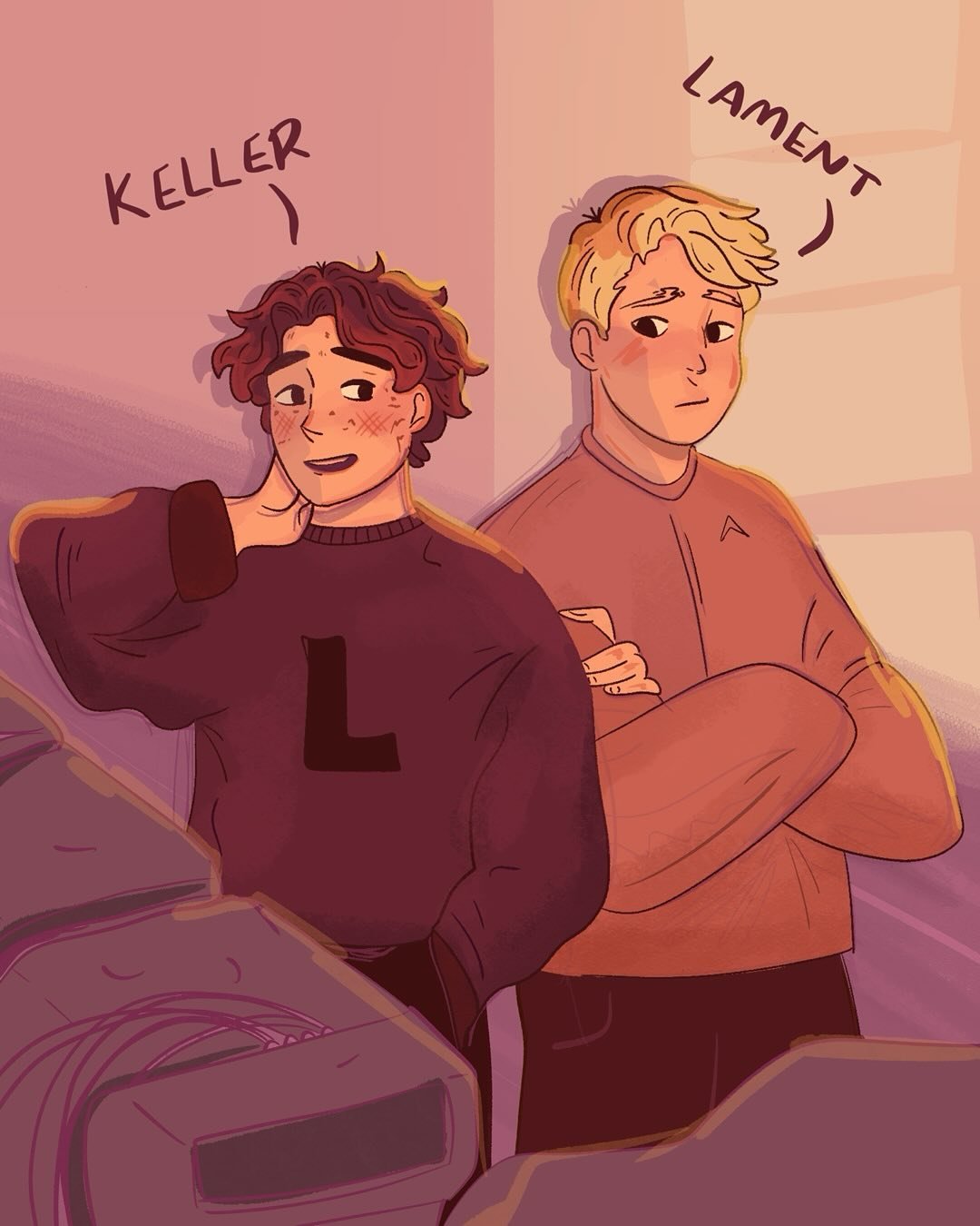 Meet Keller and Lament, the two MCs of my upcoming YA space fantasy If All the Stars Go Dark! Keller is new to the Legion and just wants to fit in, but Lament (for his own complicated reasons) pretty much rejects him outright.&nbsp;

Tropes include:&