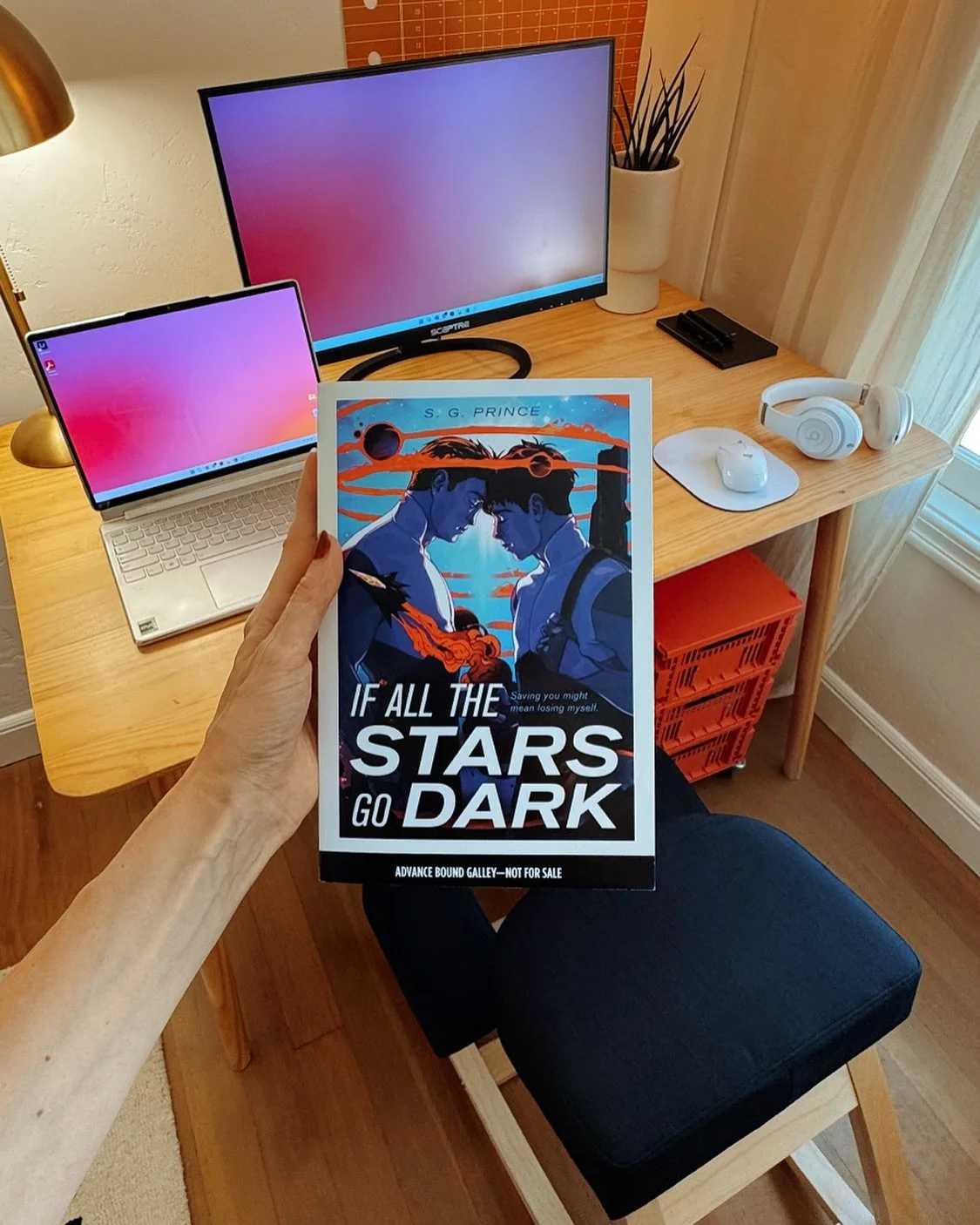 Soooo surreal to hold the ARC for If All the Stars Go Dark in my hands for the first time! This book is a departure from anything I&rsquo;ve written before and is out in just FOUR MONTHS (what?!?). It&rsquo;s a queer YA space opera that reads like a 
