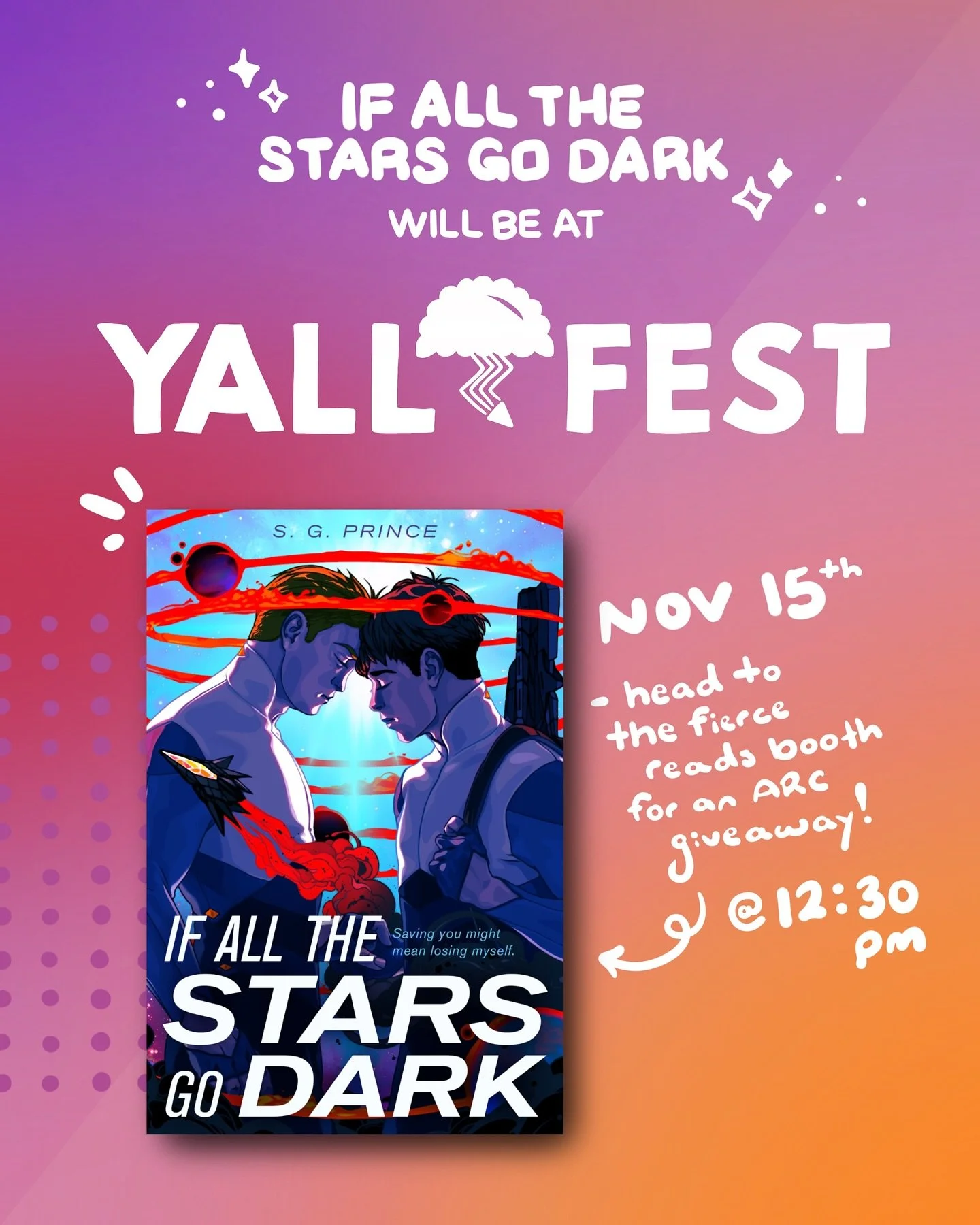 Giveaway news! If All the Stars Go Dark will be at @yallfest this weekend where @fiercereads is giving away a limited number of ARCs! If you&rsquo;re into space operas with high action, humor and a bunch of pining (of course you are) head to the Fier