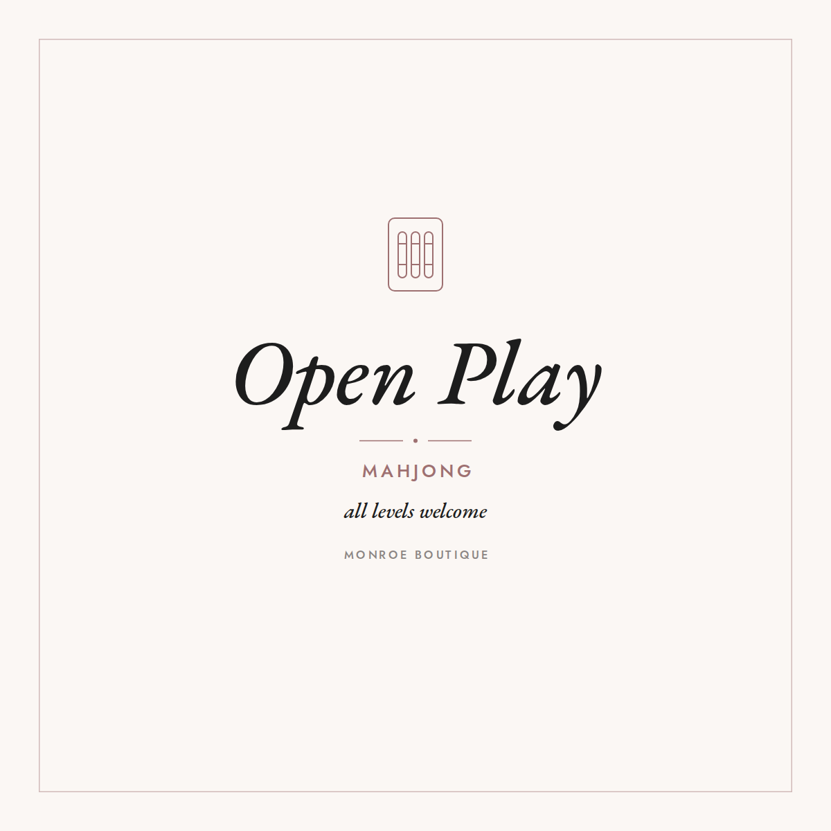10/19/26 Open Play Mahjong Monday 5pm-7pm