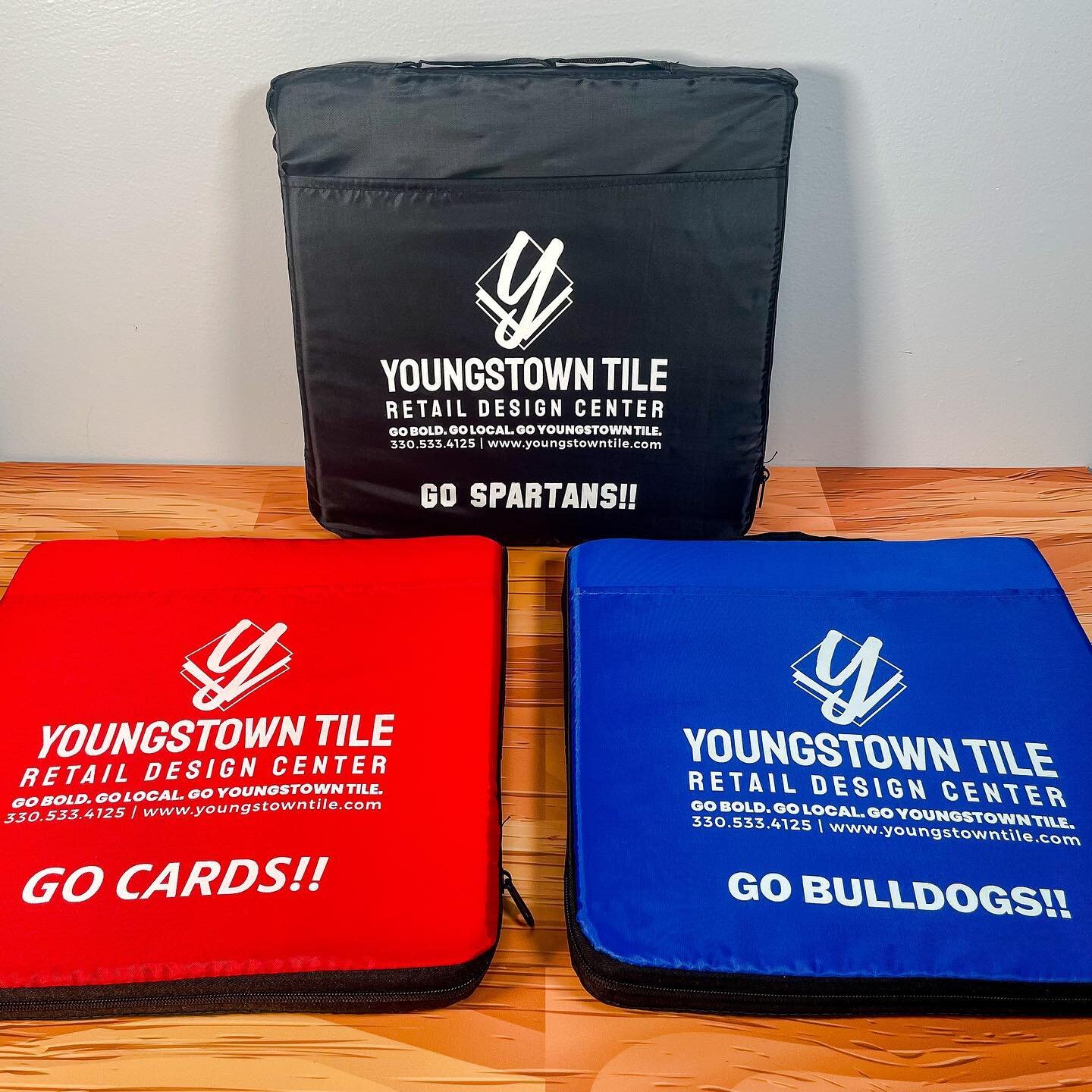 Put your businesses logo in every seat with custom stadium cushions! Our non-woven seat cushions feature a 1 1/2&rdquo; thick foam insert, carrying handle, and a convenient storage pocket on the front.
