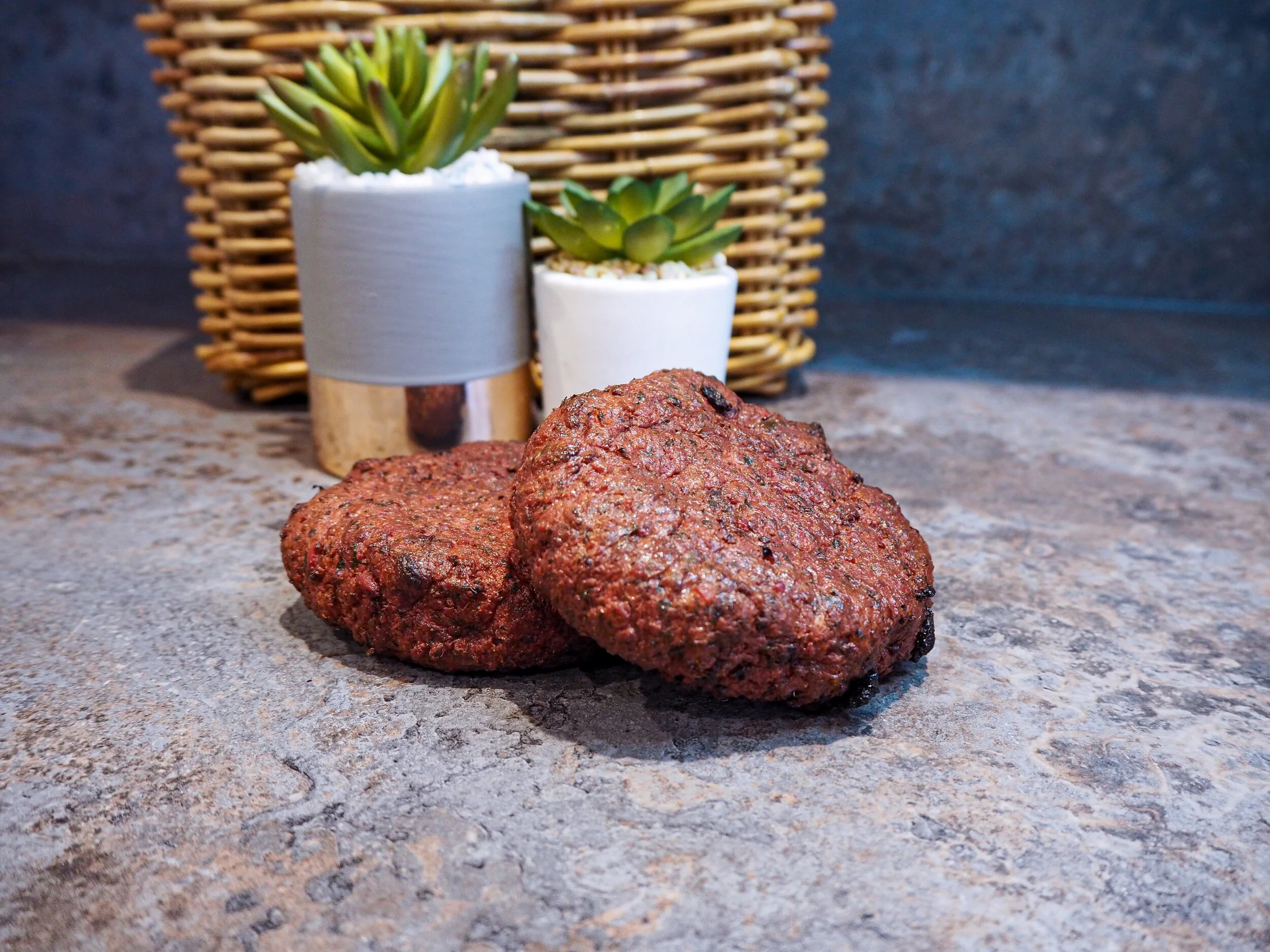 Beetroot &amp; butterbean plant based burgers