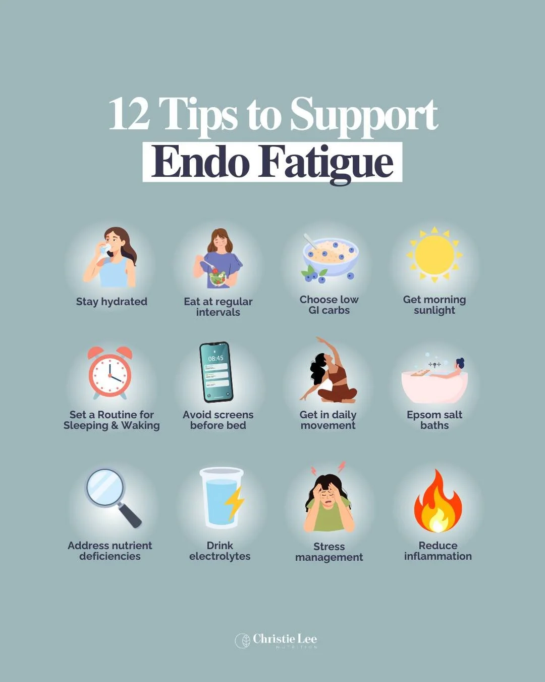 In need of a nap every 30 minutes? 😴 These tips are for you!

Fatigue is one of the most common (and frustrating) endo symptoms, often driven by chronic inflammation, hormone imbalance, and nutrient depletion.

So these habits can help support your 