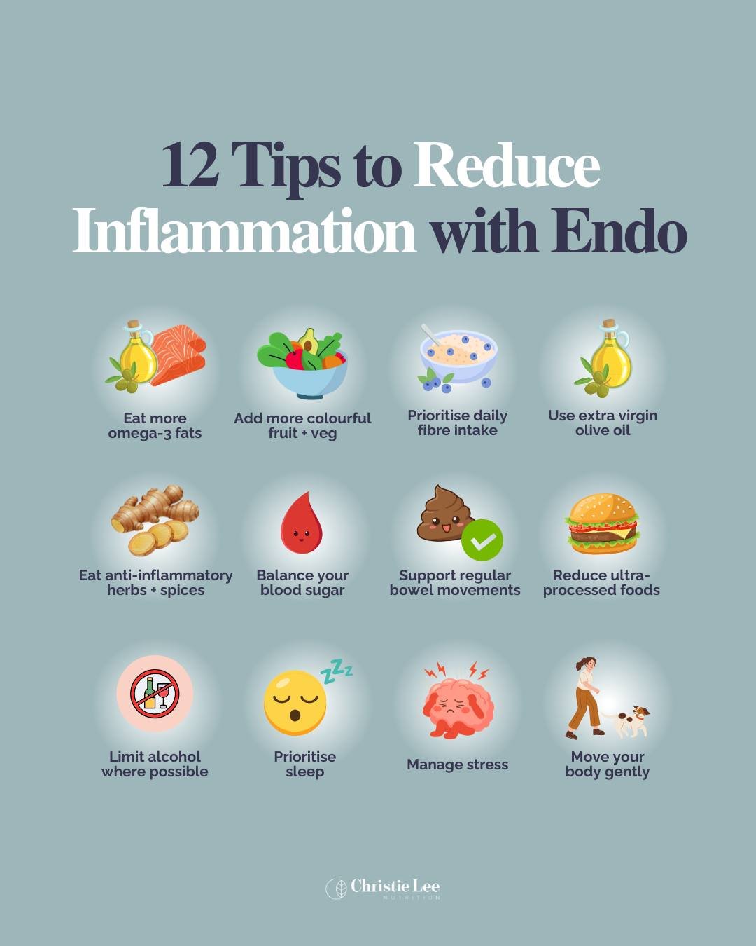 When you reduce inflammation, you can help ease your endo symptoms 🙌🏻

Endometriosis is an inflammatory condition, and reducing inflammation is one of the core hallmarks to helping manage symptoms like&hellip;

👉🏻 Painful periods

👉🏻 Fatigue

?