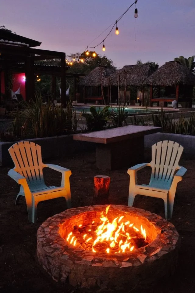 Bonfire at catalina's hideaway near santa catalina, panama