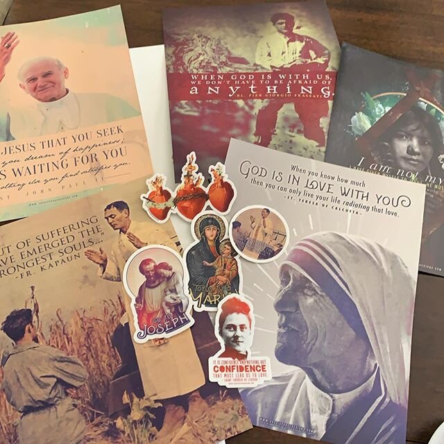 Can&rsquo;t wait to hang these in our home!! Go get some from @cassiepeasedesigns 
Best compliment of the day while Gabriel was looking at the poster of St. Kateri- &ldquo;Mommy, you look just like her.&rdquo; Each of the kids chose a sticker for the