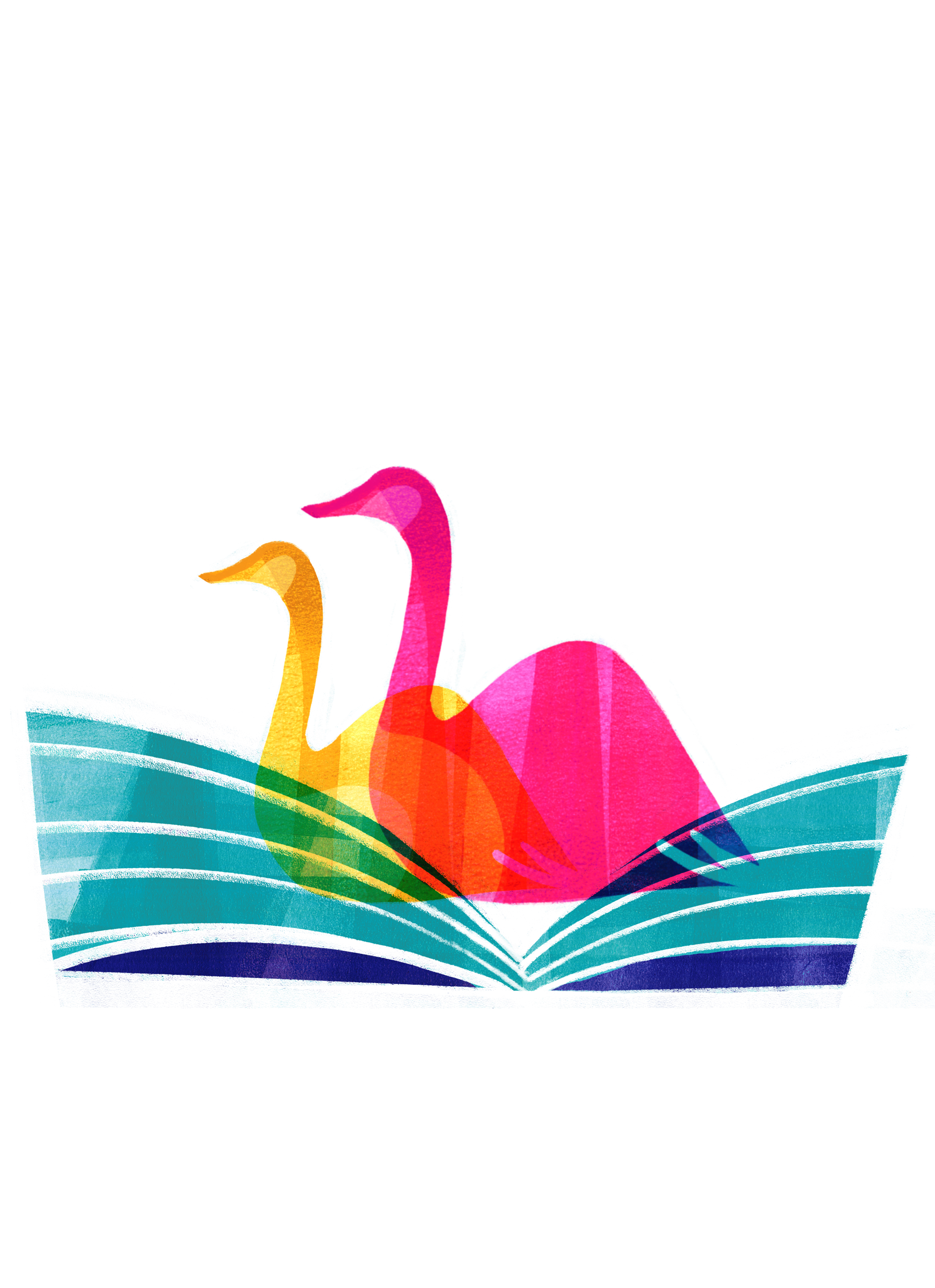 2 GEESE SWIMMING ON AN OPEN BOOK.png