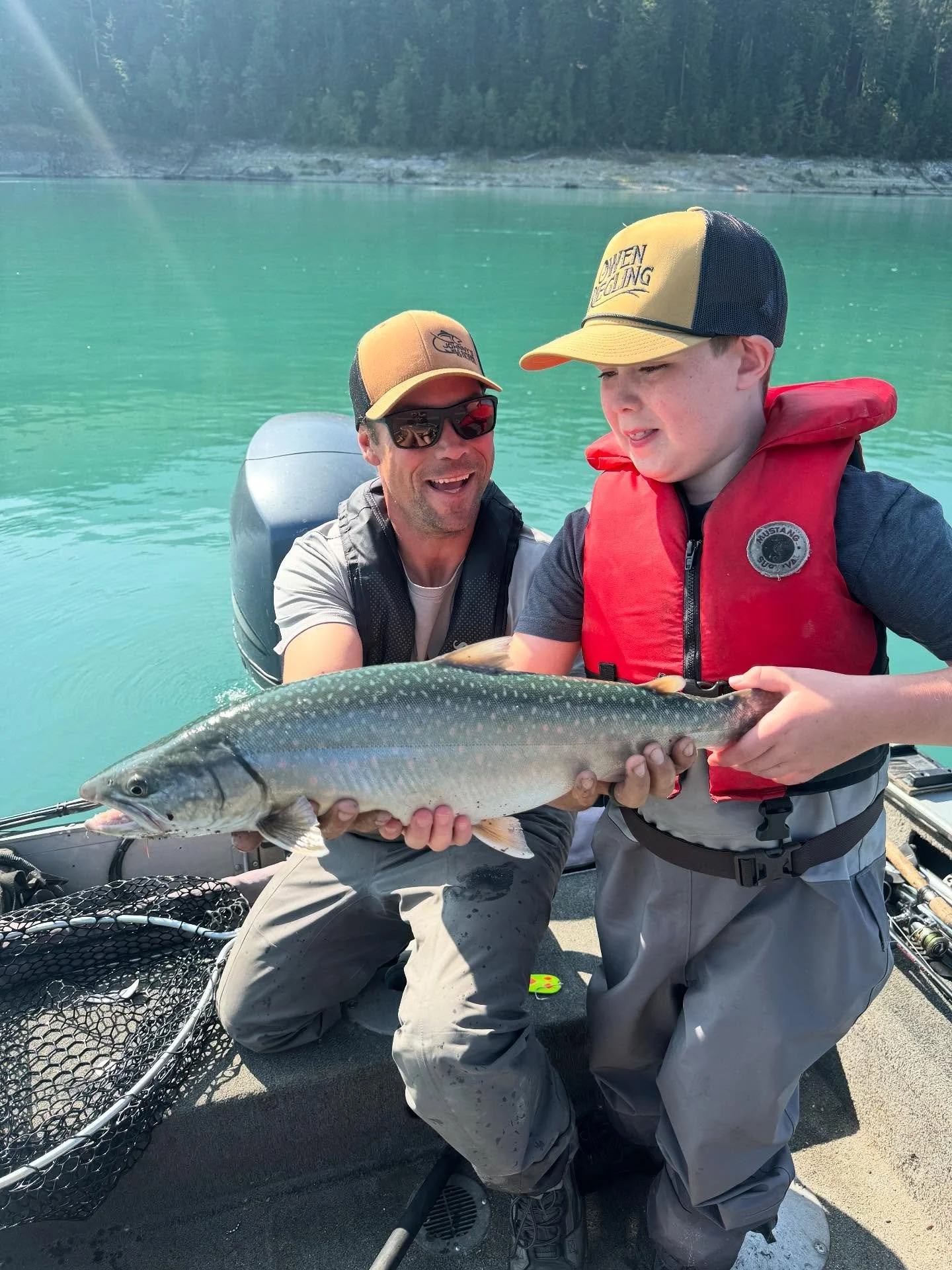Making some fishy father son memories. #bulltrout #fishing #fathersonfishing #family #makingmemories #fatherson #riverfishing #getoutside #explorebc #bigtrout #bigtroutfishing #bigfish #happyplace