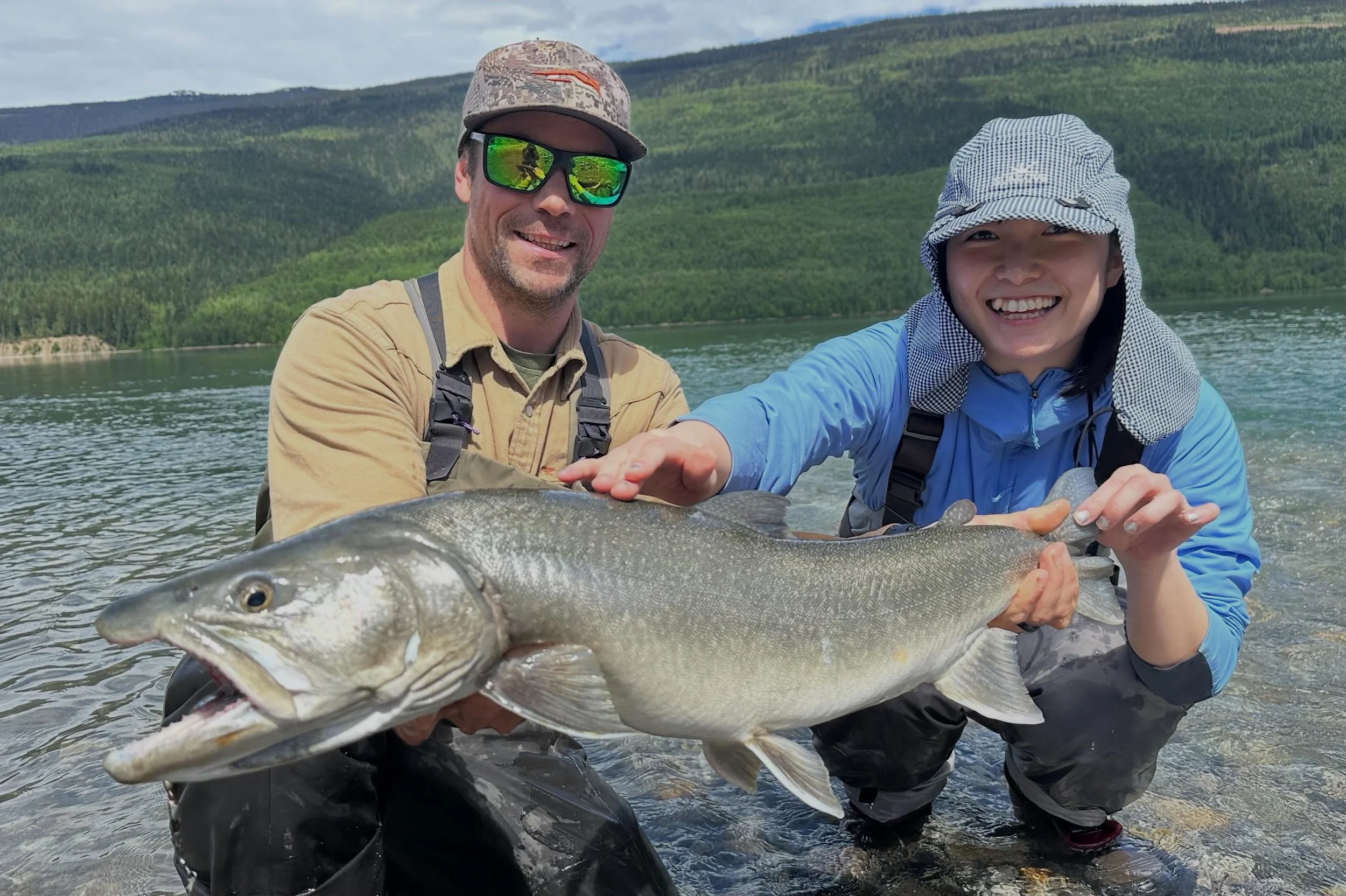 First time ever fishing and she did awesome. Some struggles casting at first but within an hour she was launching and then this bull trout came along. Over 90cm long what a fight she did great. #firstfish #bigtrout #bulltrout #fishing #makingmemories