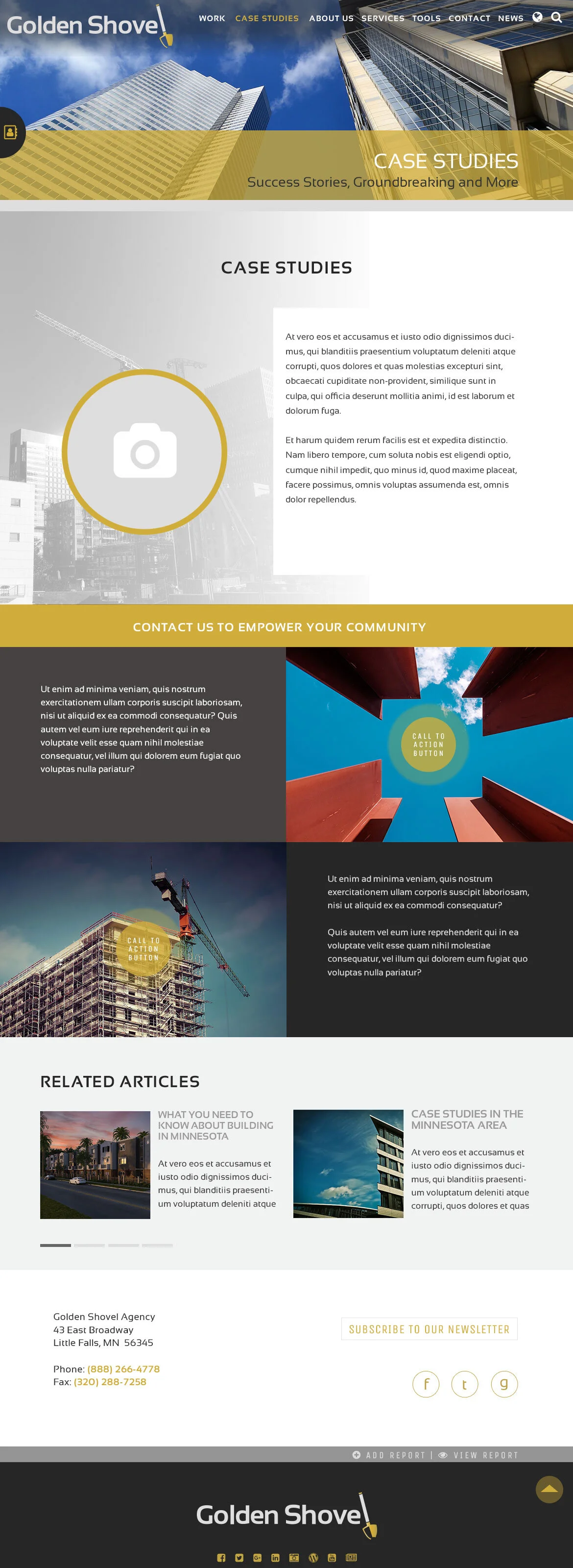  Subpage design. 