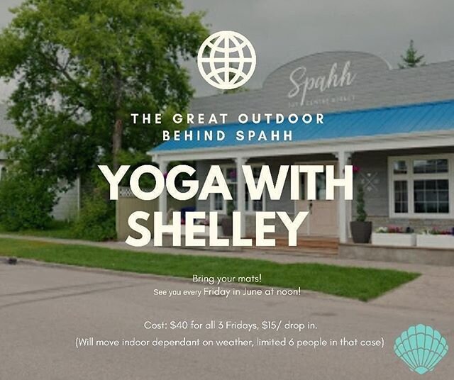 Join me for 3 weeks of yoga behind @spahhnipawin, every Friday at noon in June! $40 for all 3 and $15 / drop in. 
DM to register!