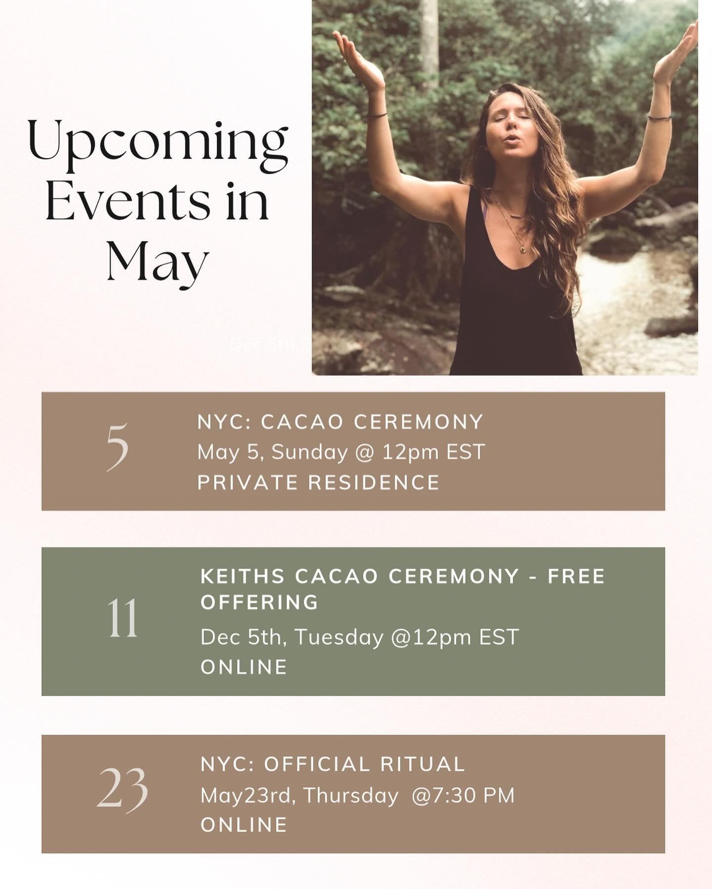 May event calendar 🙏 🌞 sign up links in bio - really feeling these refresh vibes! #nychealingevents #soundhealingnyc #energyhealingnyc