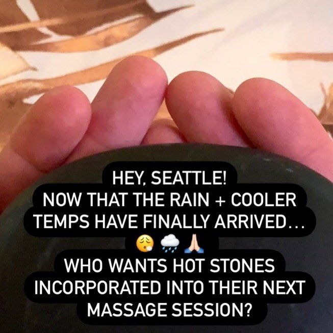 Hey, Seattle! Who wants hot stones incorporated into their next massage session? If you are an existing client who already has your next appointment with me on the books, comment below or message me to add this complimentary option to your session! D