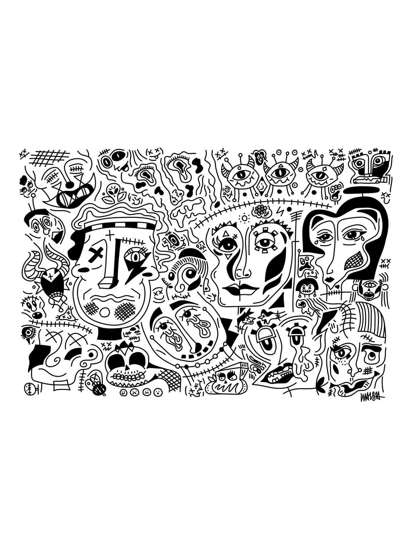 Familiar Faces &amp; Colorful Creatures
2019 Sharpie on Bristol
18x24&rdquo; - Digitally Rendered

👻

#abstractillustration #doodleartist #sharpieartist #illustrationgram #doodledrawing